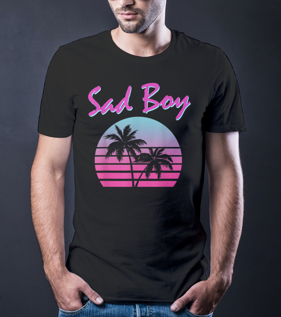 Sad Boy Aesthetic Vaporwave 90s 80s Palm Trees Sunset T-Shirt