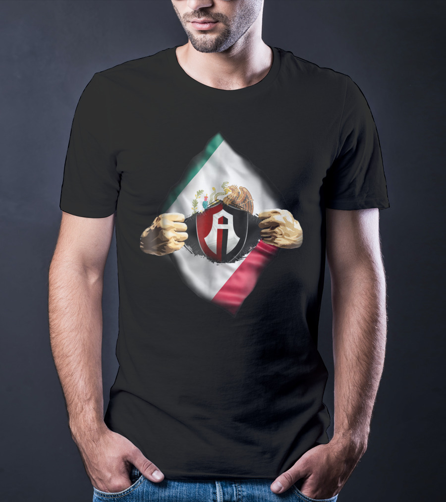 Atlas Heartbeat Love Funny Fan Atlas FC Mexican Flag Emblem T-Shirt
