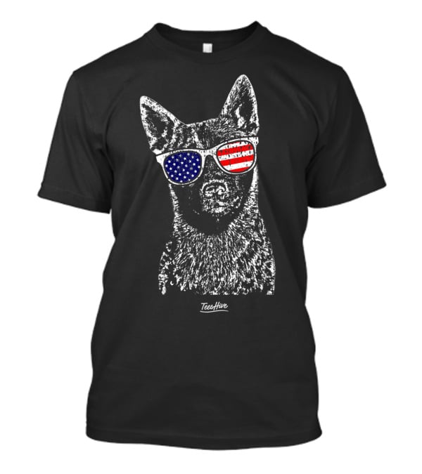 Australian Cattle Dog USA Flag Blue Heeler Sunglasses T-Shirt