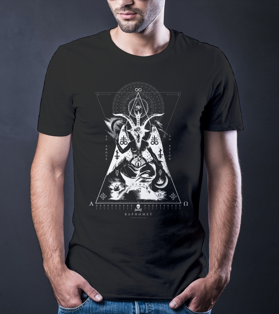 BAPHOMET As Above So Below Occult Sacred Geometry A Ω Erde Omega Infinity T-Shirt