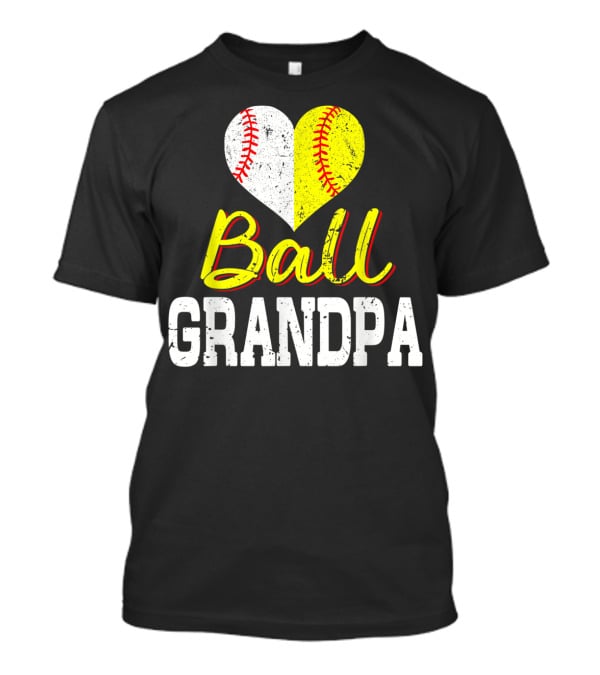 Ball Heart Baseball Softball Grandpa T-Shirt