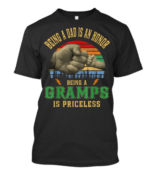 Being A Dad Is An Honor Being A Gramps Is Priceless Fist Bump Retro Circle T-Shirt