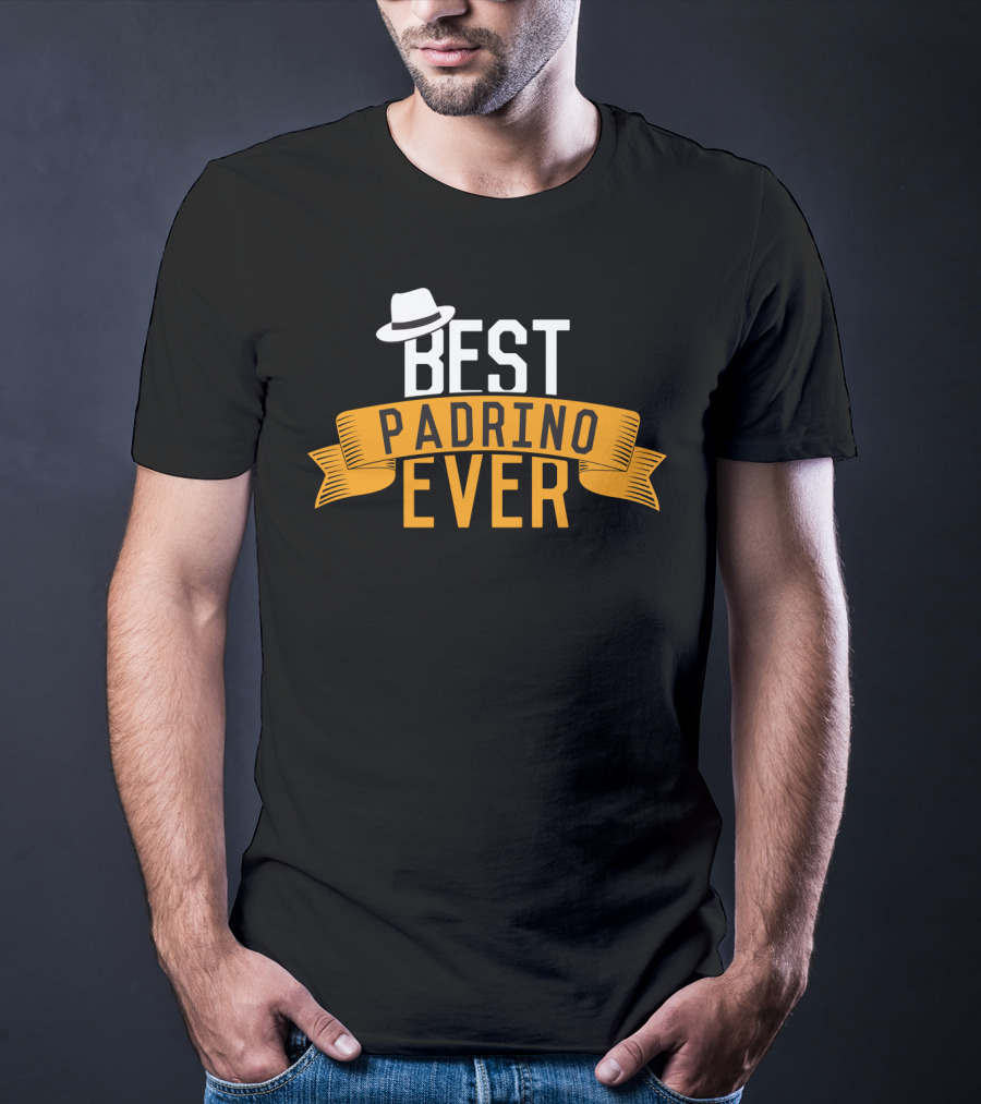 Best Padrino Ever Godfather Favorito With White Hat Banner T-Shirt