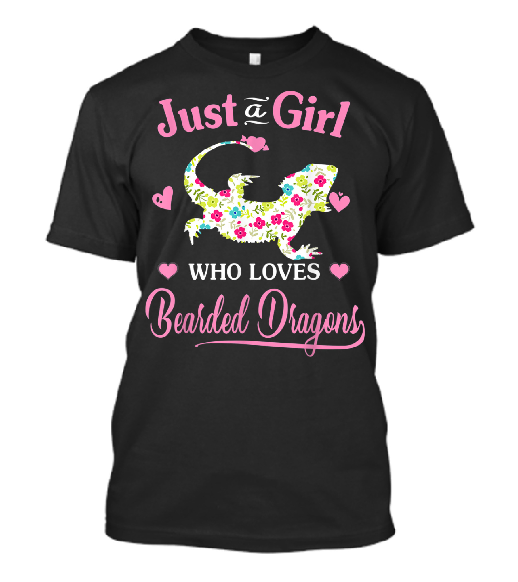 Just A Girl Who Loves Bearded Dragons Heart And Floral T-Shirt