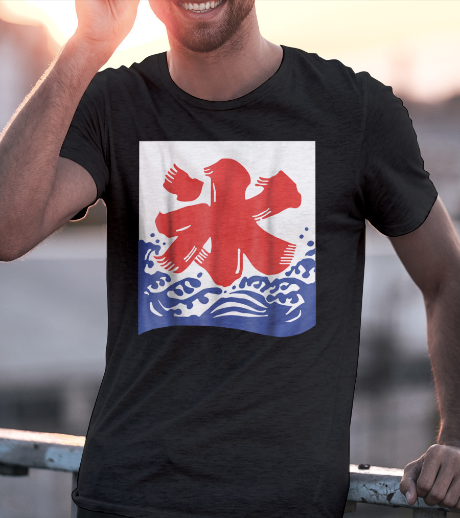 Kakigori Japanese Shaved Ice Kanji Flag With Water Waves T-Shirt