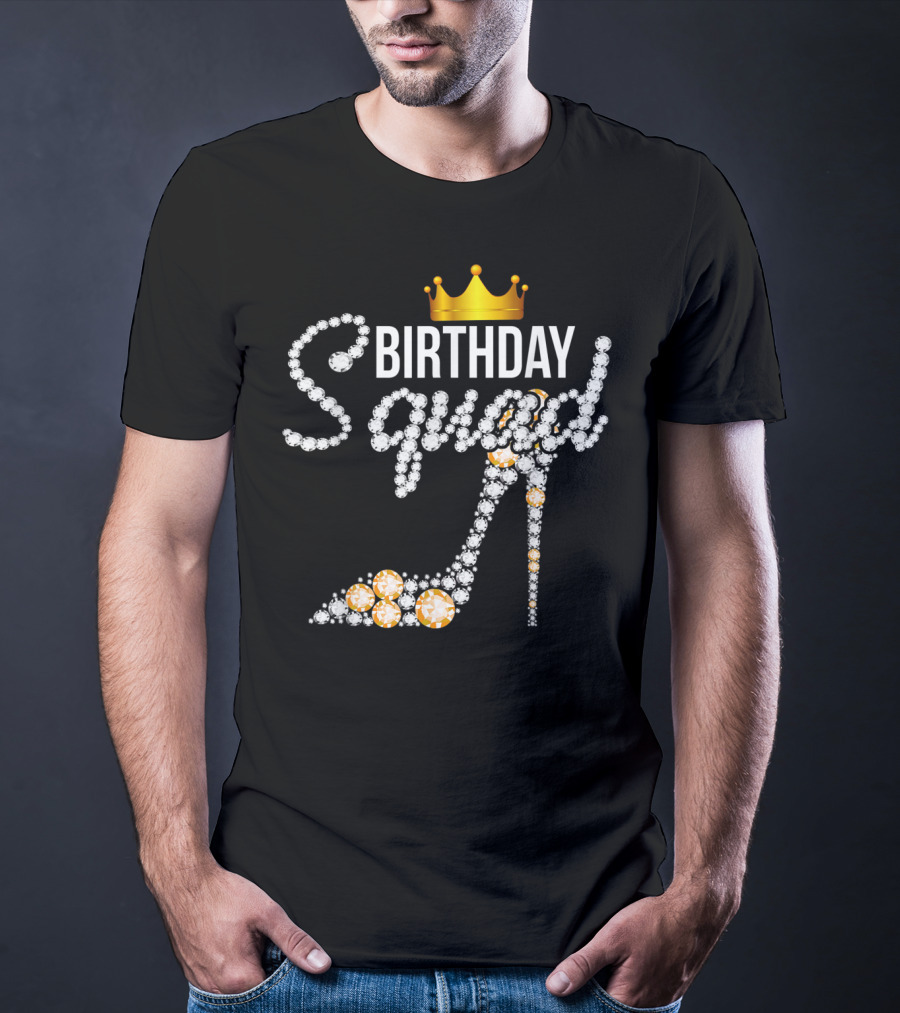 Birthday Squad Girly Golden Crown Pink Shoe T-Shirt