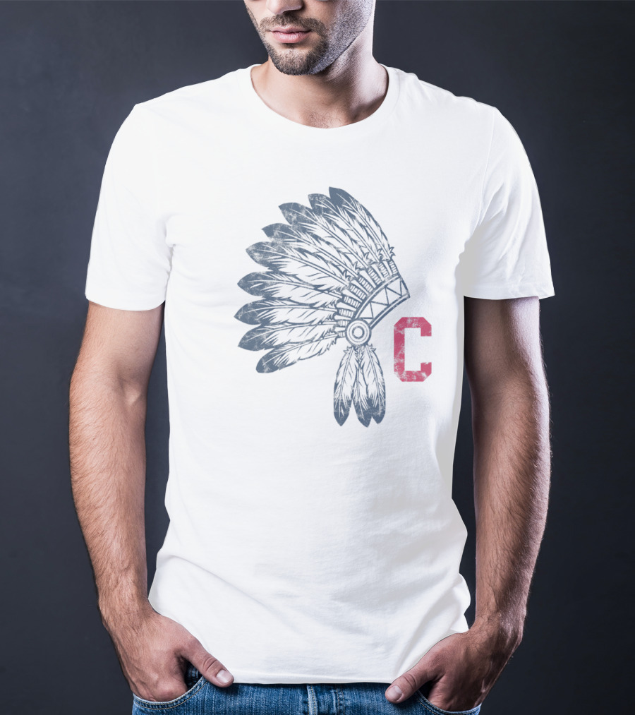 Block C Cleveland Native American Headdress T-Shirt