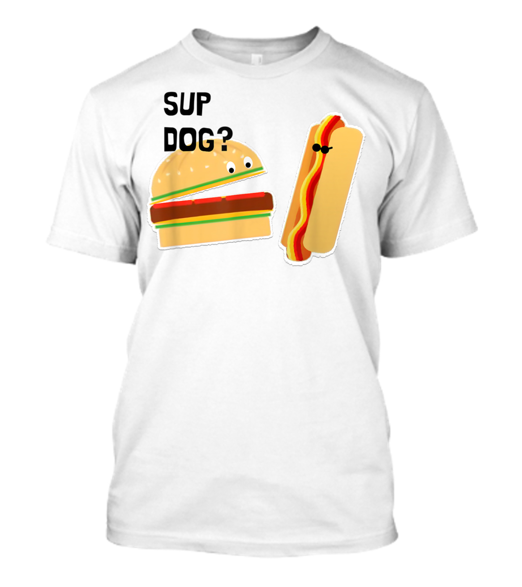 Burger And Hot Dog Sup Dog Funny Conversation T-Shirt