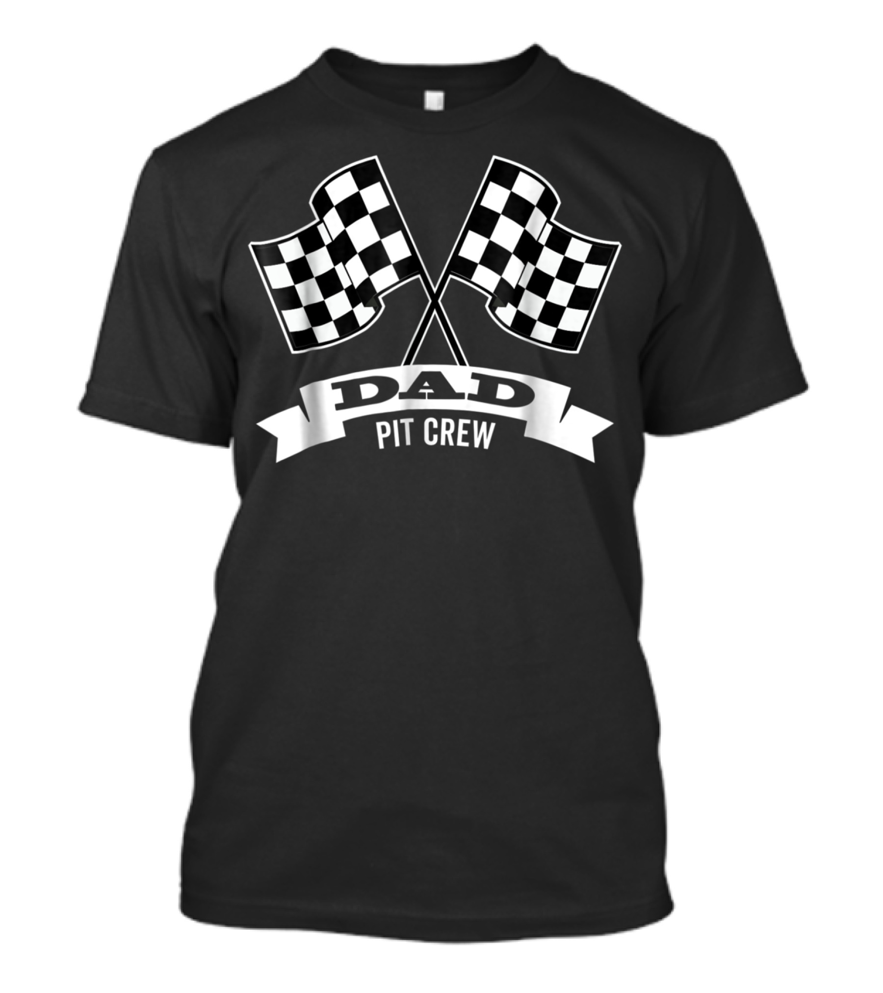 Dad Pit Crew With Checkered Flags For Race Car Enthusiast Parties T-Shirt