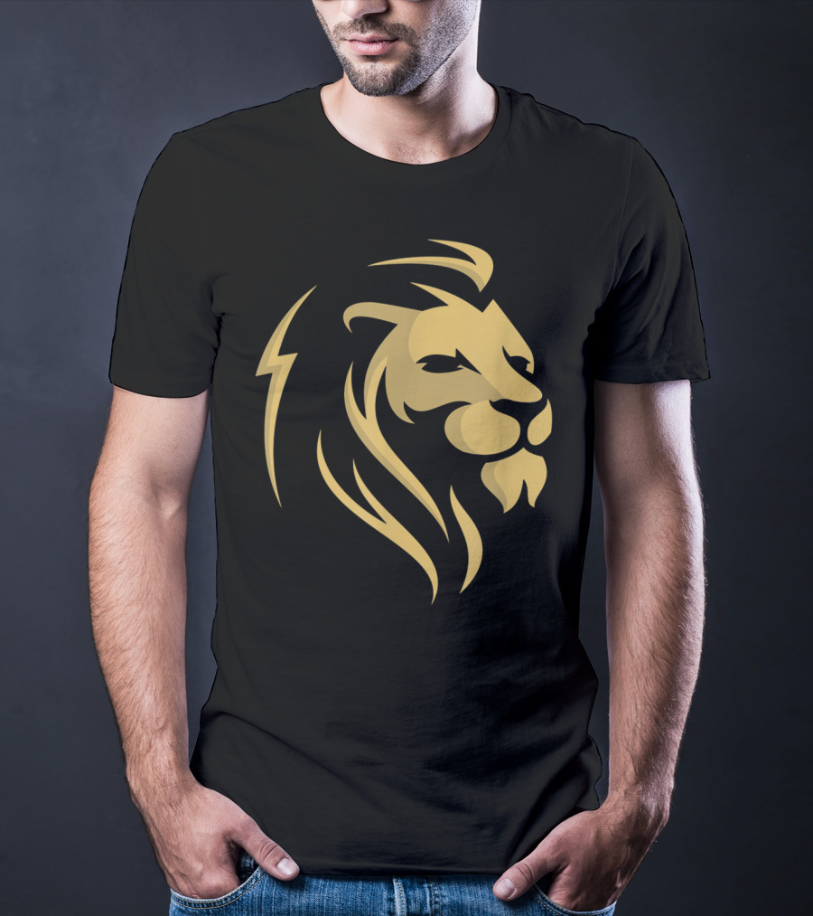 Gold Wilderness Lion Majestic Emblem T-Shirt