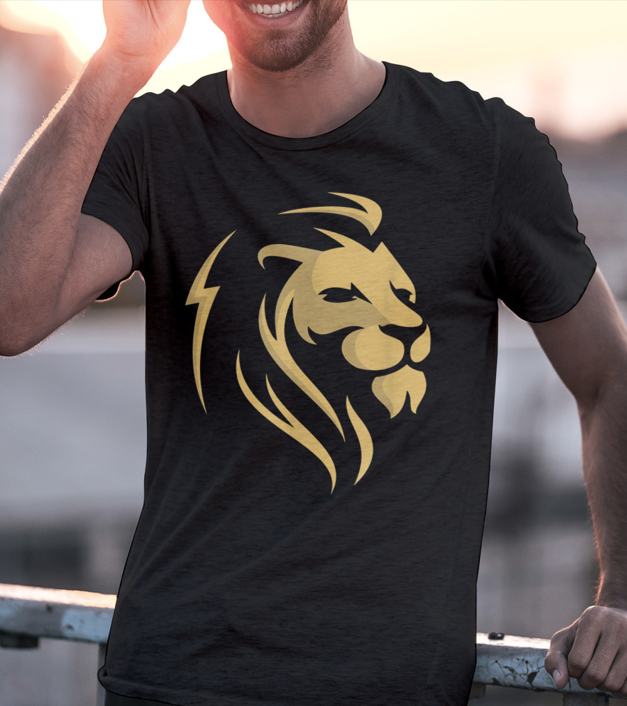 Gold Wilderness Lion Majestic Emblem T-Shirt