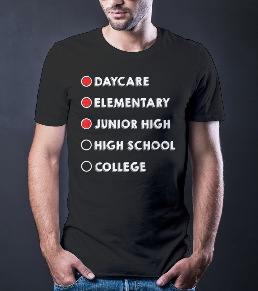 8th Grade Graduation Funny Daycare Elementary Junior High Checklist T-Shirt
