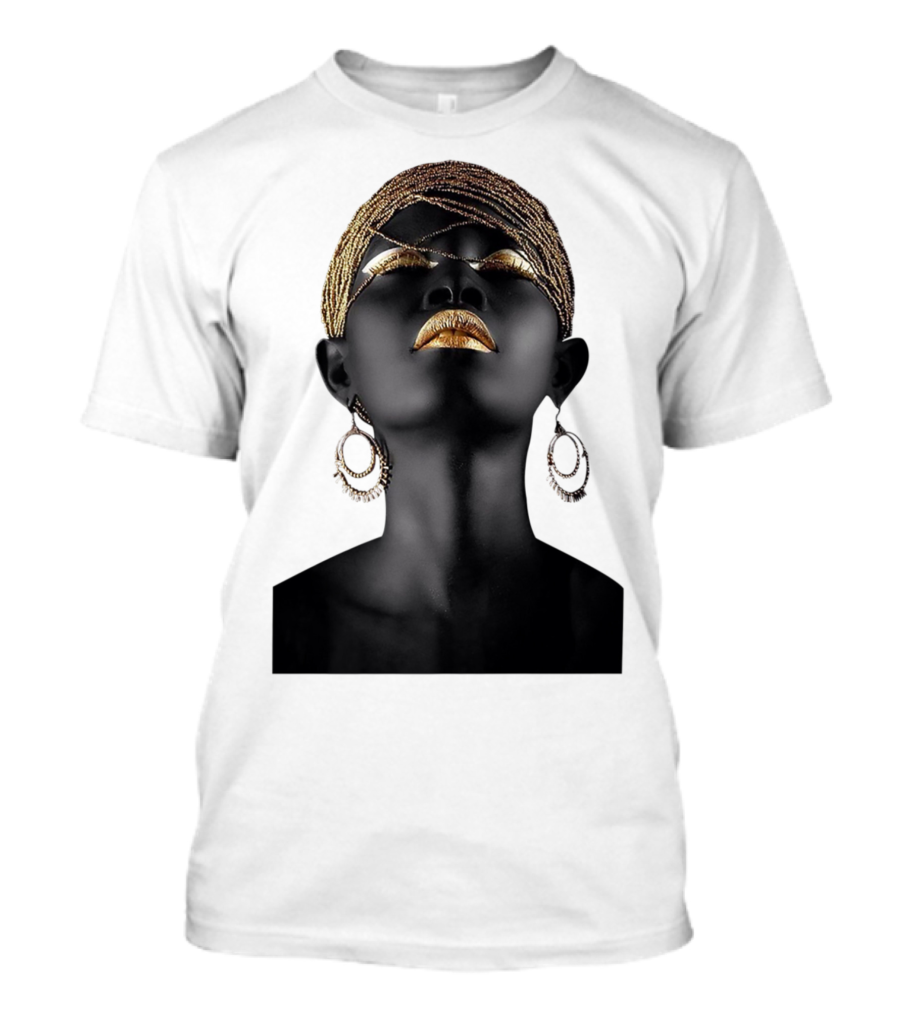 Afrocentric Midnight Queen Regal Gold Embellishments T-Shirt