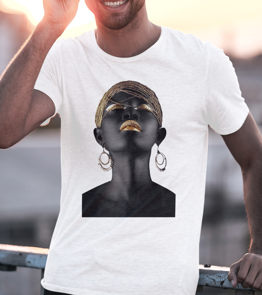 Afrocentric Midnight Queen Regal Gold Embellishments T-Shirt
