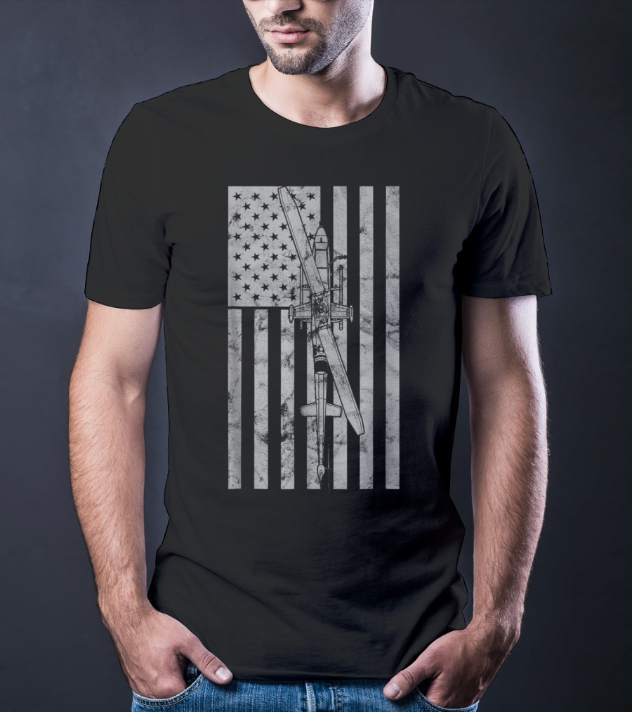 AH 1 Cobra Attack Helicopter American Flag Military Vintage T-Shirt