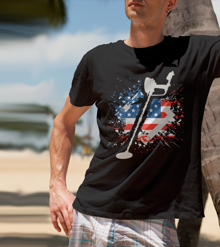 American Pride Patriotic Flag Metal Detector T-Shirt