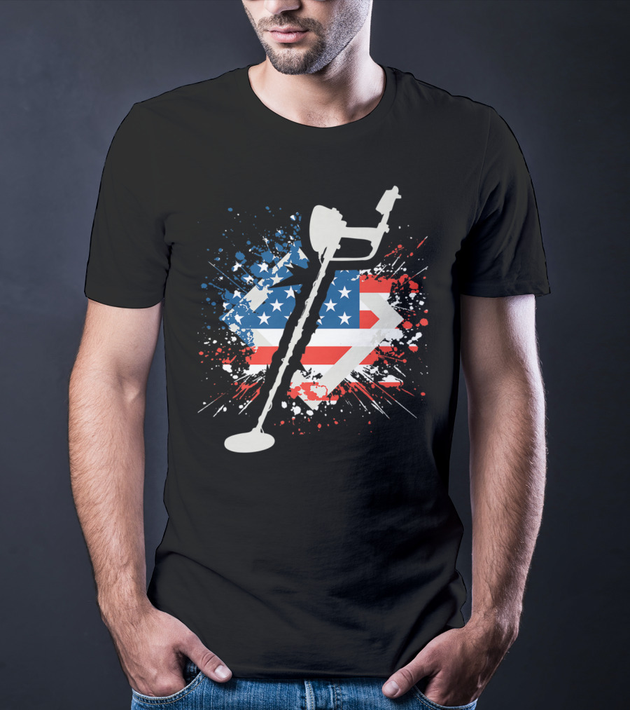 American Pride Patriotic Flag Metal Detector T-Shirt