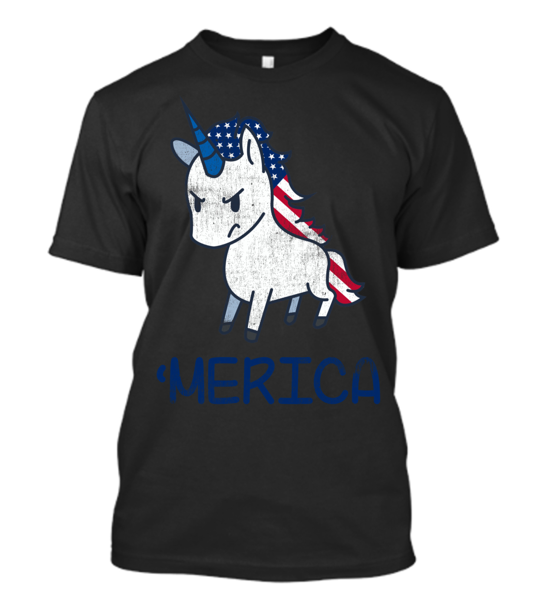 Merica Unicorn With Patriotic Stars And Stripes Mane Americorn T-Shirt