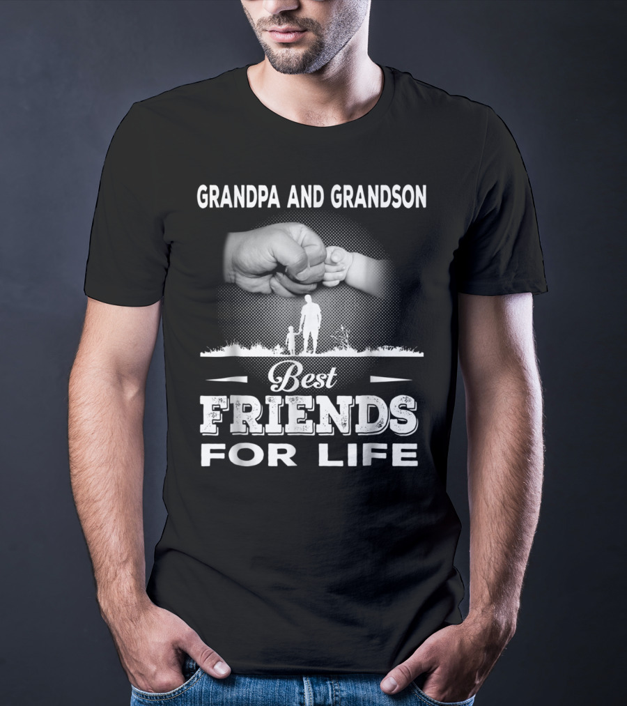 Grandpa And GrandSon Fist Bump Best Friends For Life Generations Together T-Shirt