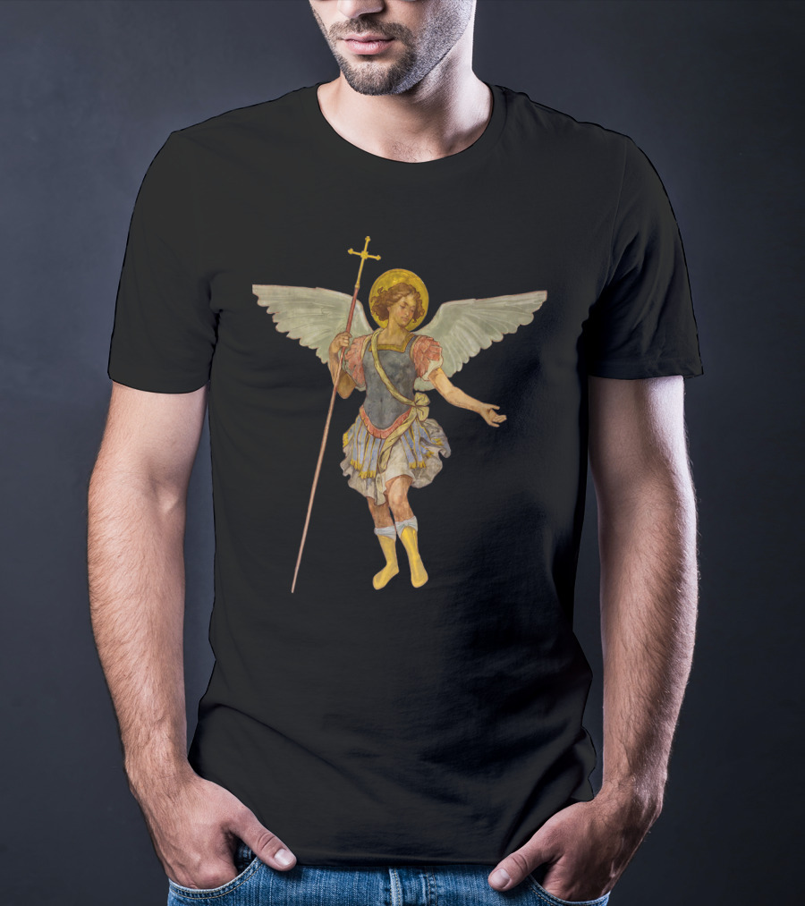 Beautiful Guardian Angel St Michael With Wings And Halo Protection T-Shirt