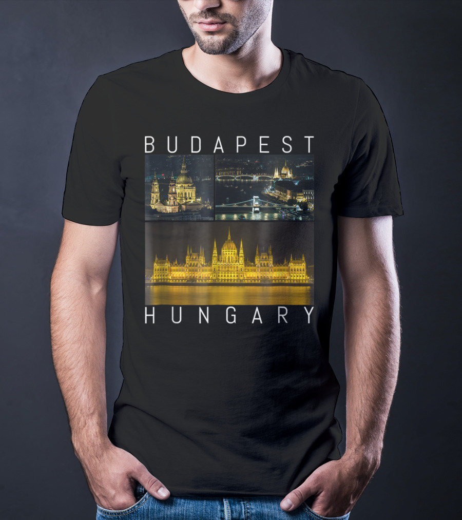 Budapest Hungary Nighttime Landmarks Photography Gallery T-Shirt
