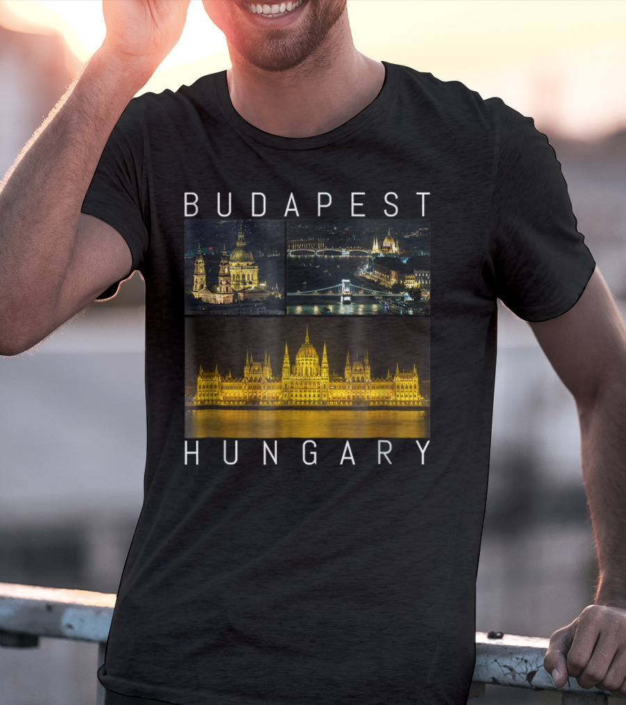Budapest Hungary Nighttime Landmarks Photography Gallery T-Shirt