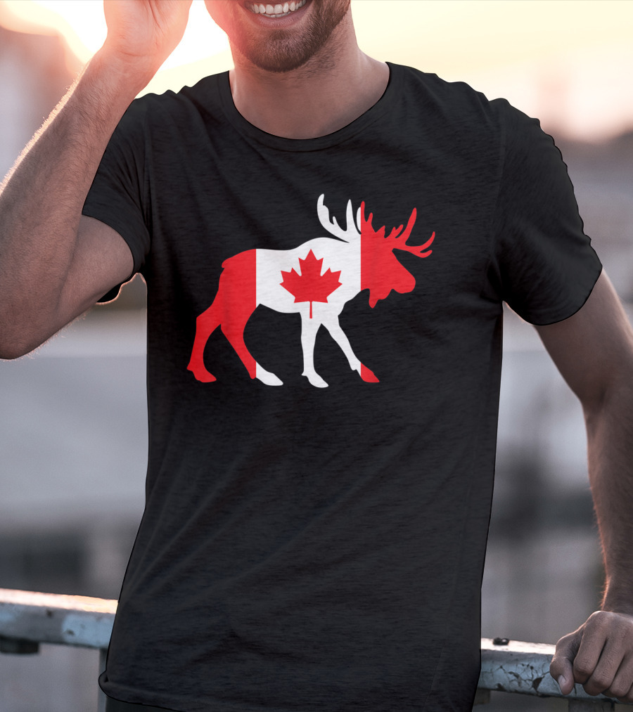 Canada Moose Flag Maple Leaf T-Shirt