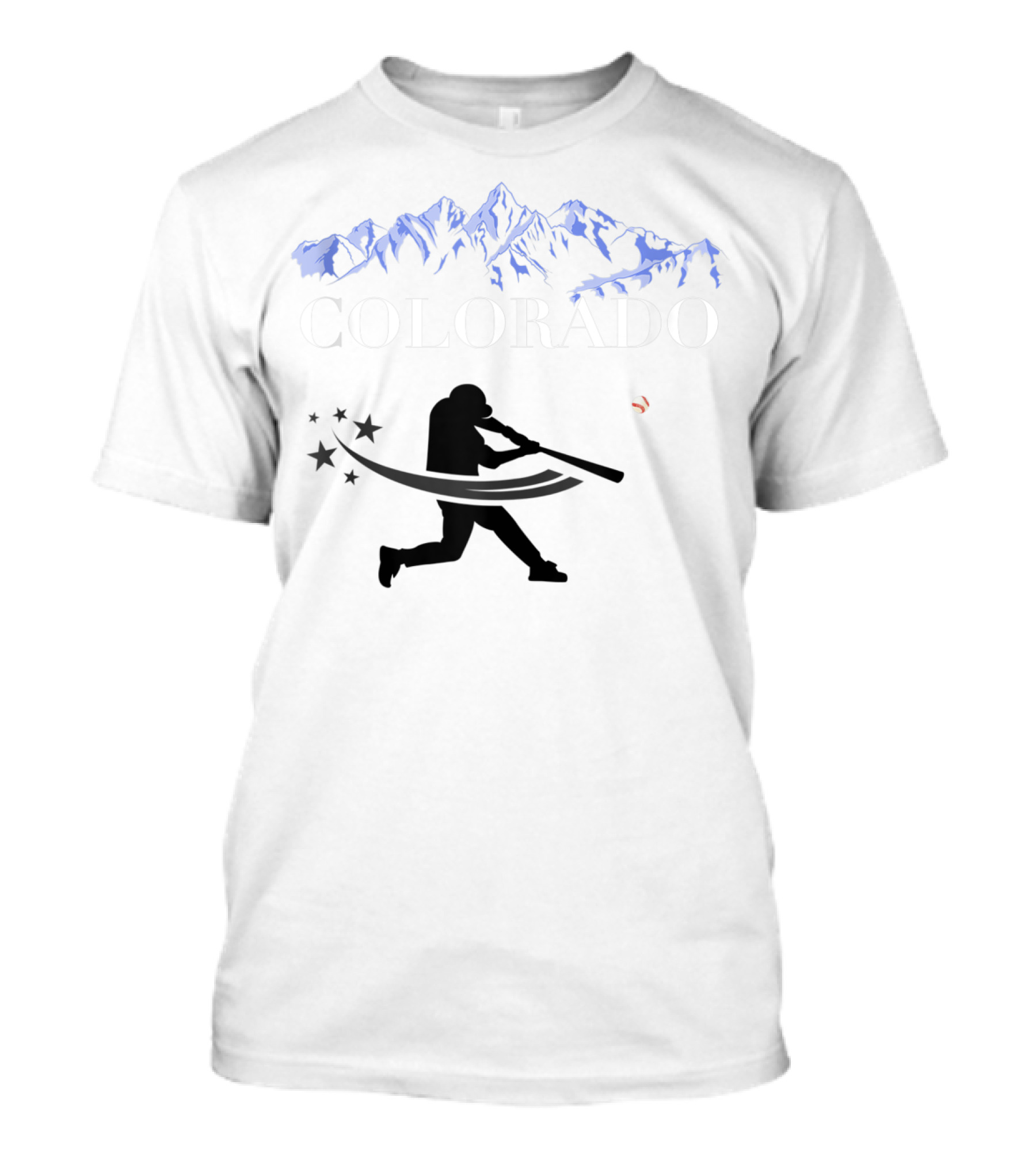 Colorado Baseball Player With Rocky Mountain T-Shirt