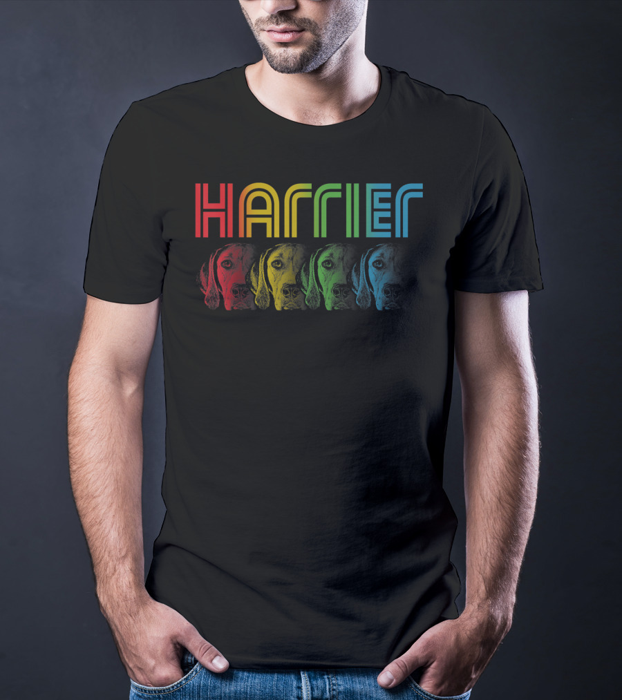 Harrier Dog Rainbow Cool Groovy T-Shirt