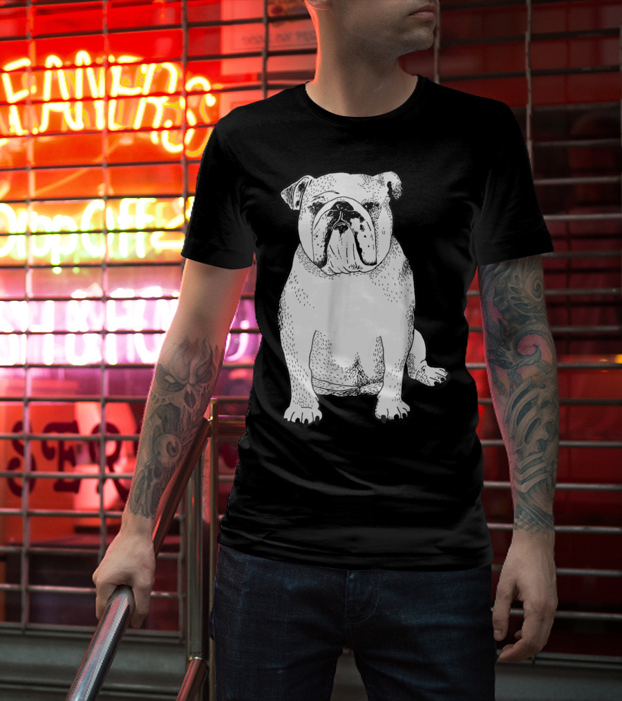 English Bulldog Dog Lover Owner Art Sketch T-Shirt