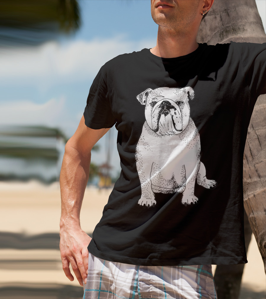 English Bulldog Dog Lover Owner Art Sketch T-Shirt