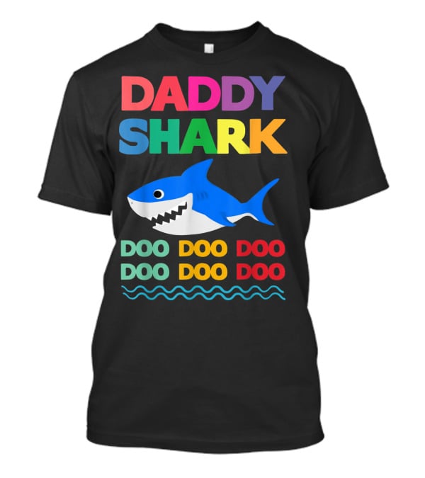 Daddy Shark Doo Doo Doo Baby Mommy Shark Funny Colorful Wave T-Shirt