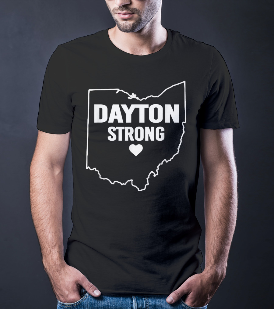 Dayton Strong Ohio Map 937 Heart Symbol For Disaster Support T-Shirt