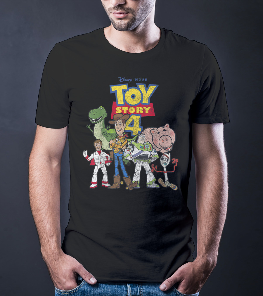 Disney Pixar Toy Story 4 Woody Buzz Rex Hamm Forky Duke Caboom T-Shirt