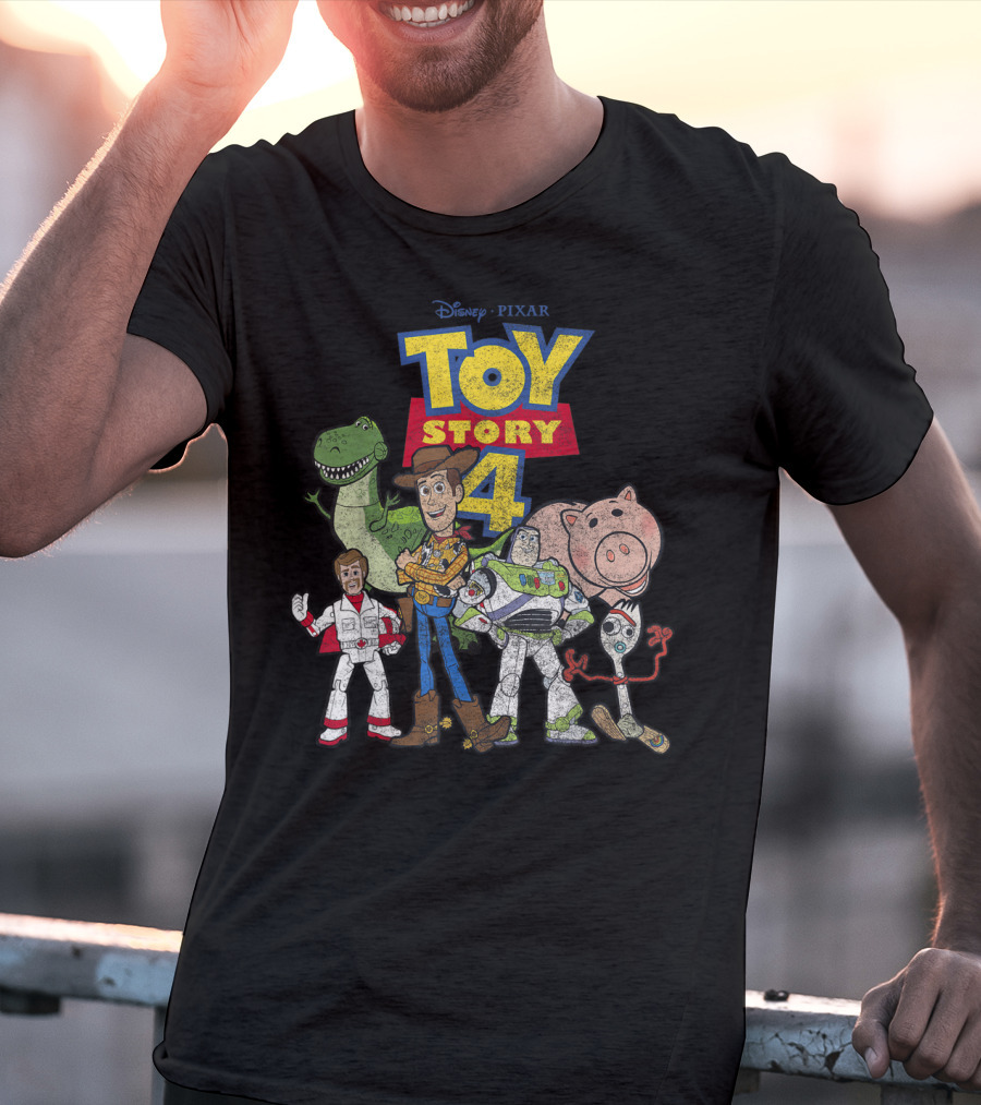 Disney Pixar Toy Story 4 Woody Buzz Rex Hamm Forky Duke Caboom T-Shirt