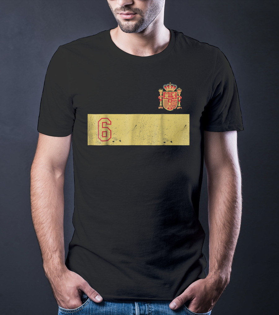 Espana Roja Futbol Camiseta Number 6 Crest T-Shirt