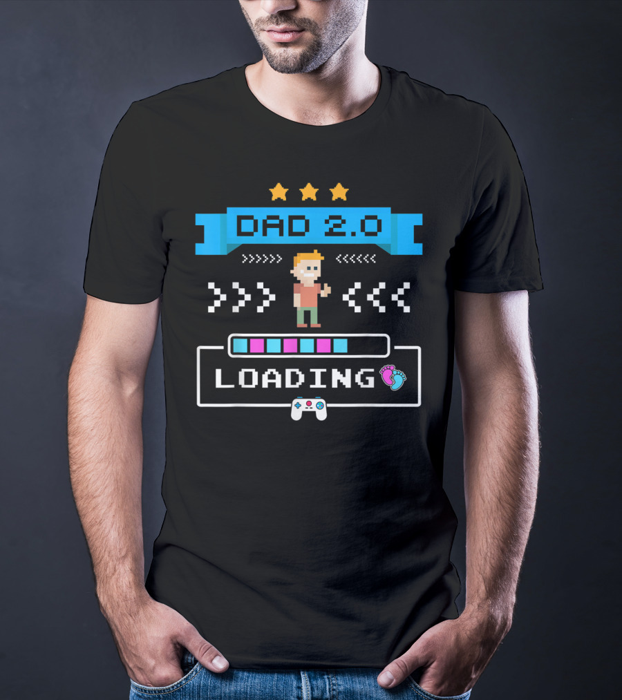Dad 2.0 Loading Gamer Dad Again Cute 2nd Time Dad T-Shirt