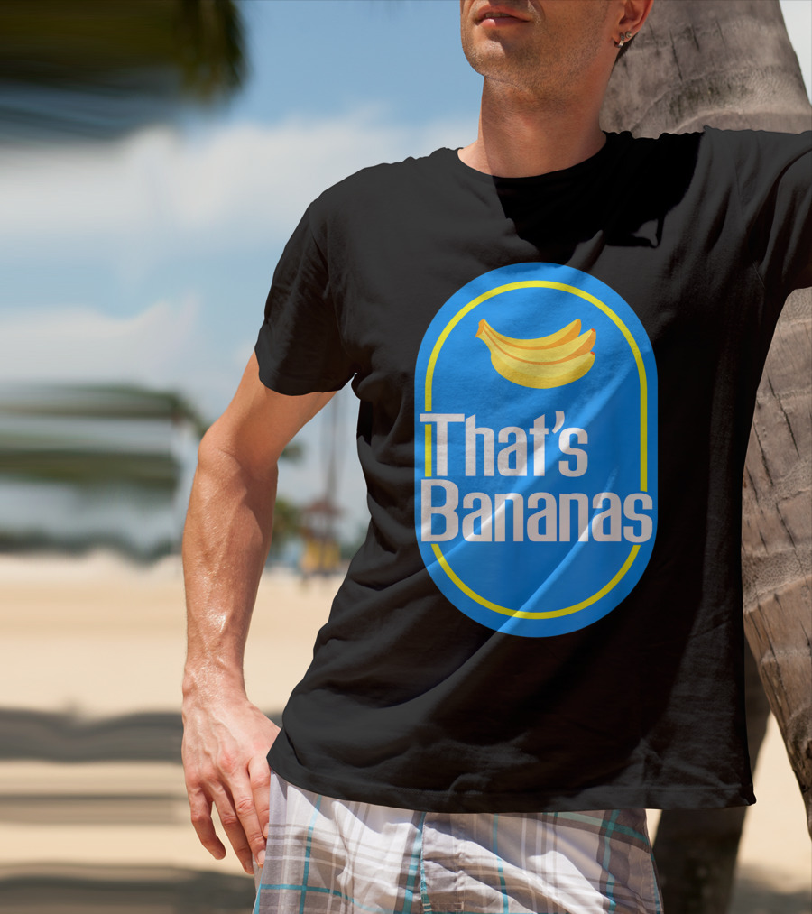 Funny That's Bananas Banana Sticker Blue Oval T-Shirt