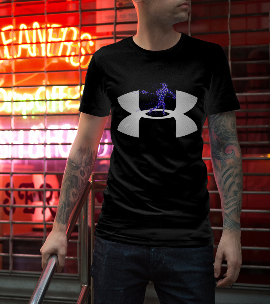 Under Armour Lacrosse Player Icon On Dark T-Shirt
