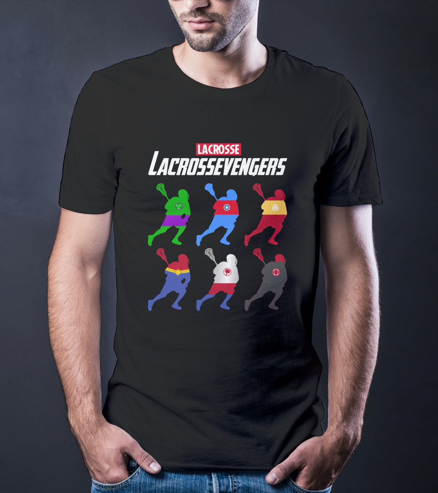 Lacrosse Avengers Superheroes Team Silhouettes T-Shirt