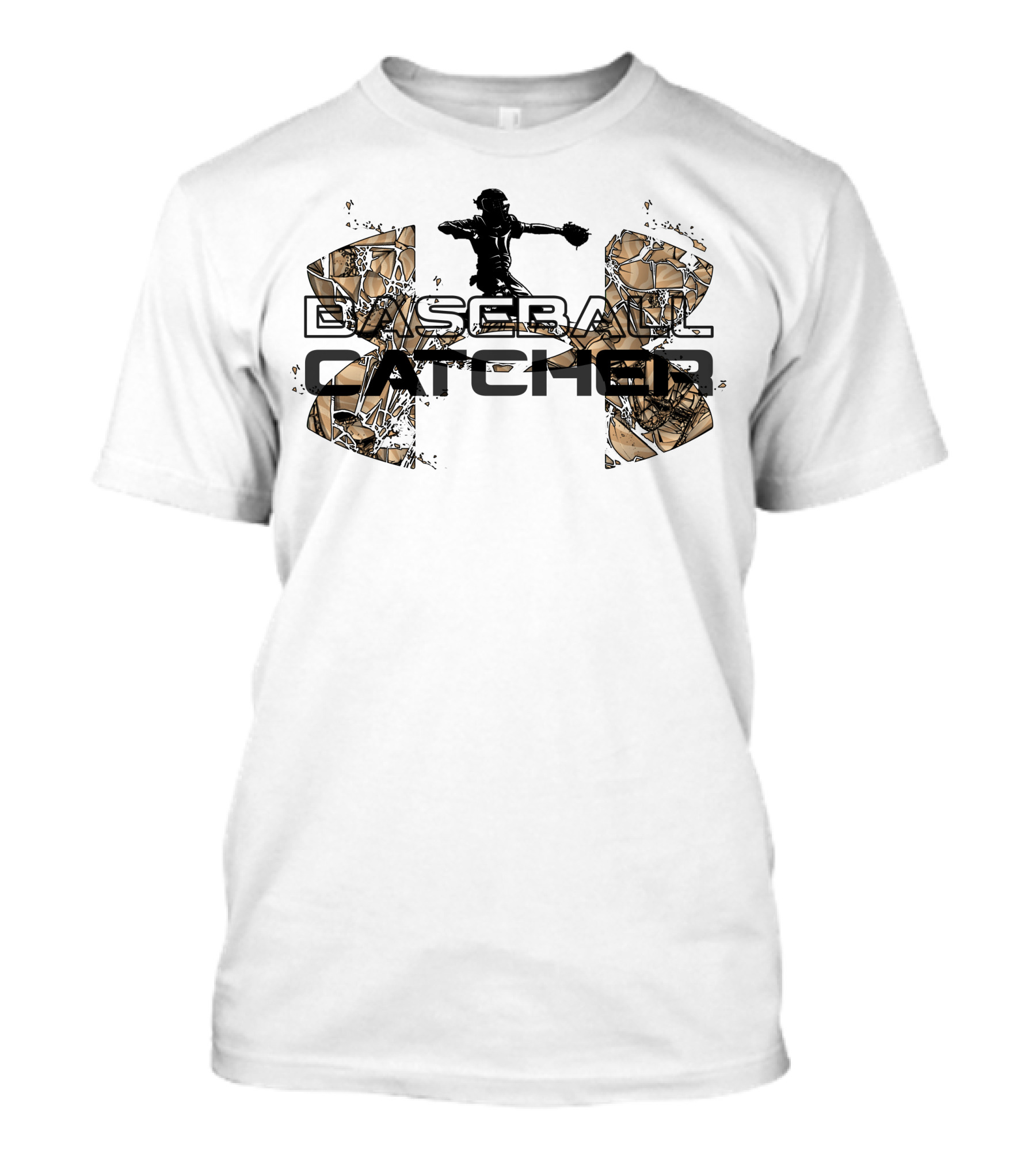 Baseball Catcher Silhouette With Abstract Field T-Shirt