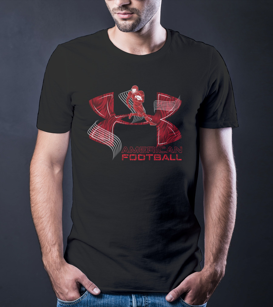 American Football Under Armor-Inspired Red Player T-Shirt