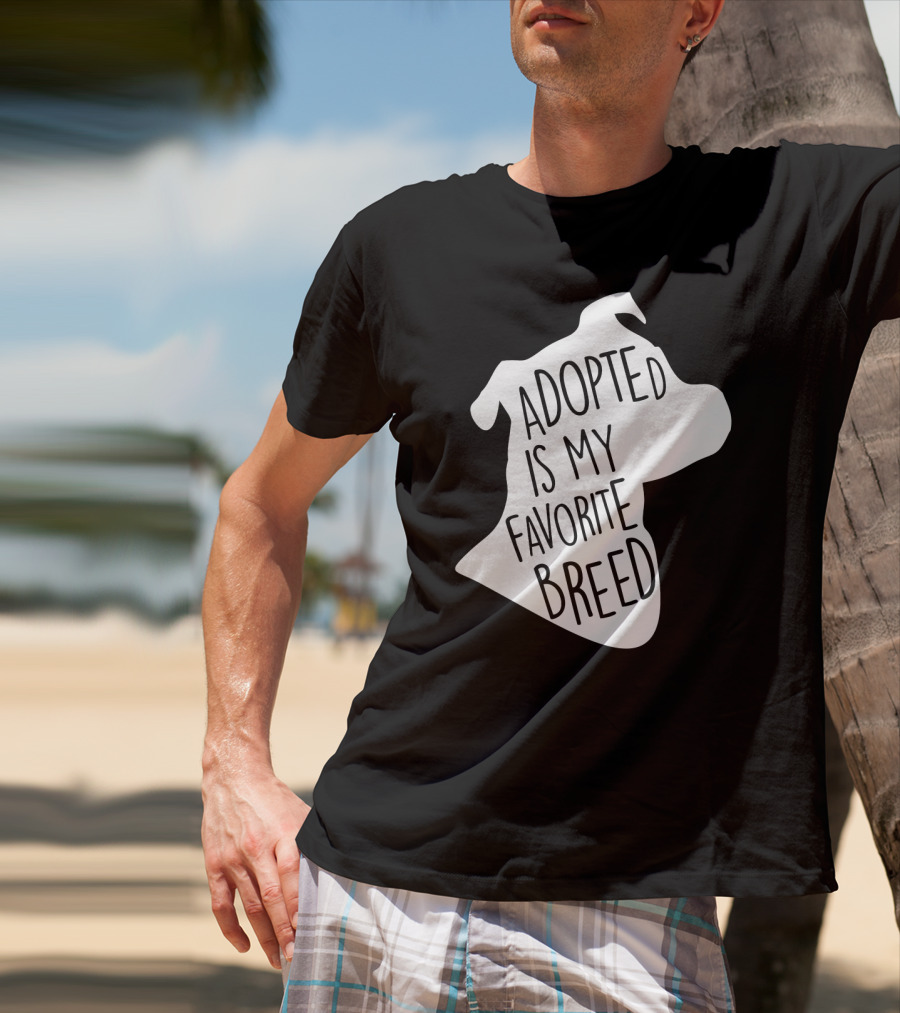 Adopted Is My Favorite Breed Dog Silhouette Outline T-Shirt