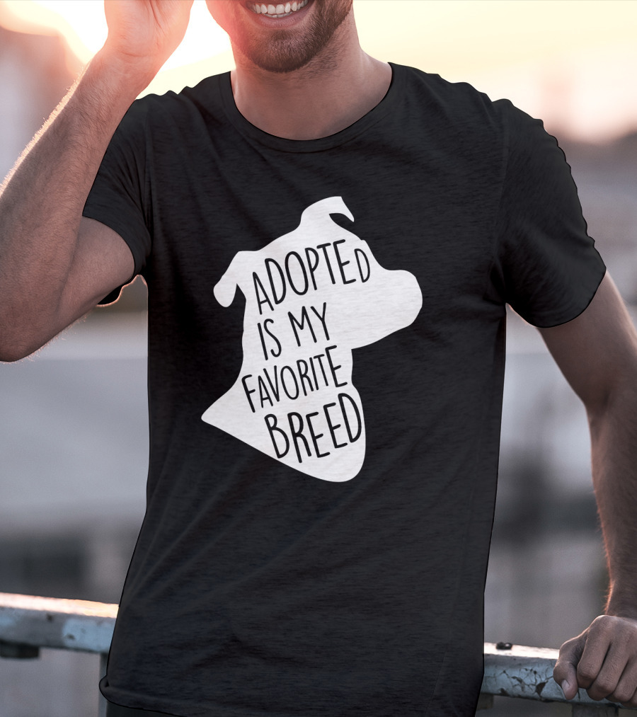 Adopted Is My Favorite Breed Dog Silhouette Outline T-Shirt