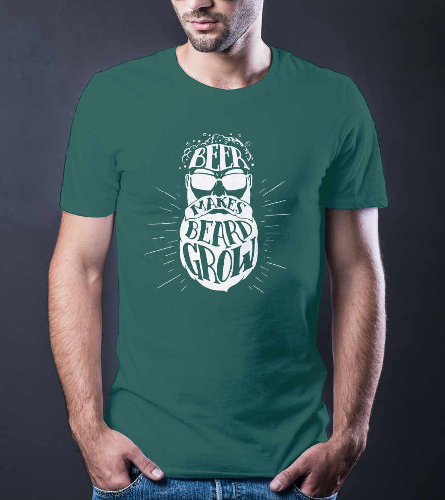 Beer Makes Beard Grow Bubbles And Sunglasses T-Shirt