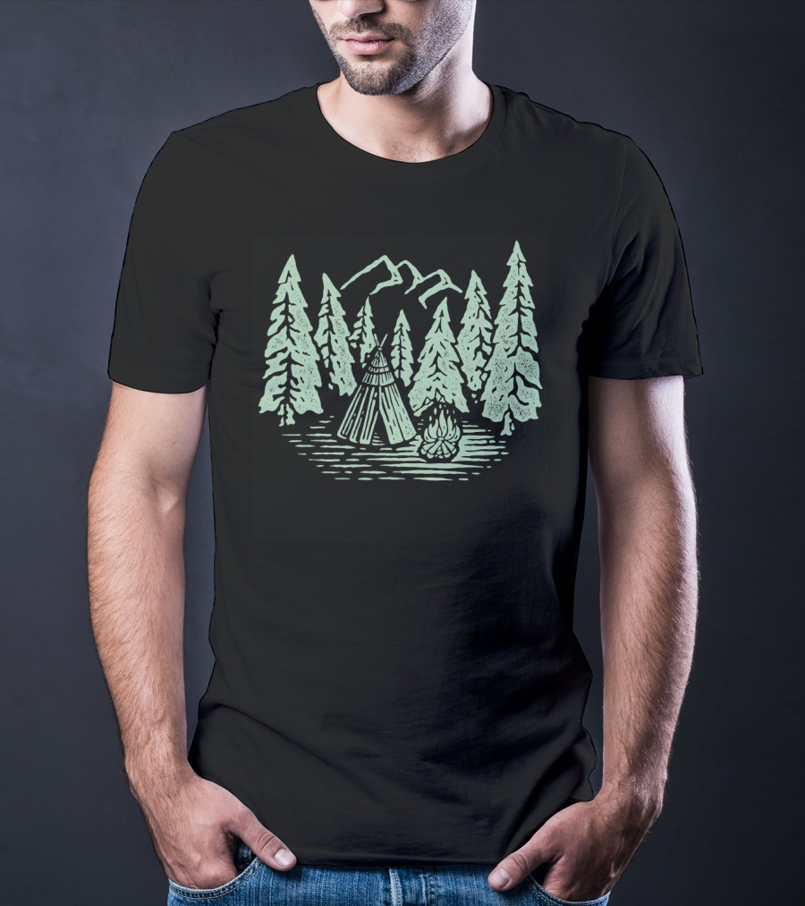 Campfire In A Forest Of Jungle Trees T-Shirt