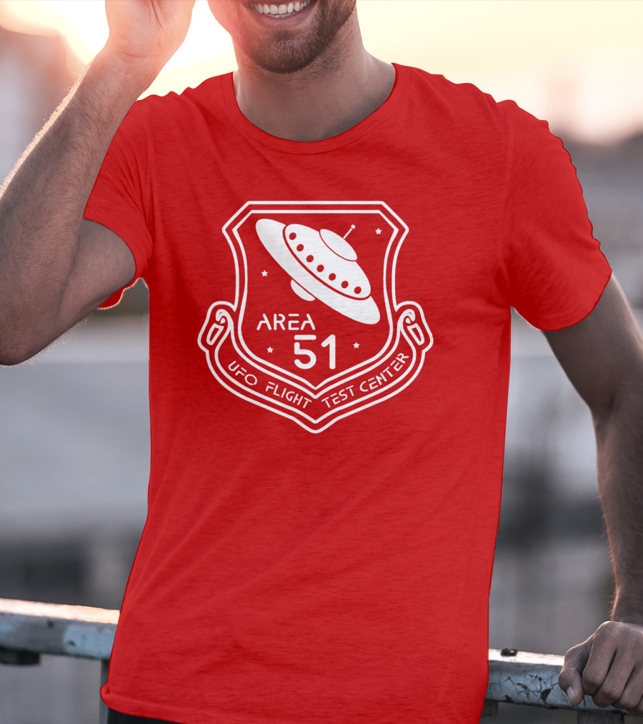 Area 51 UFO Flight Test Center Badge With Flying Saucer Emblem T-Shirt