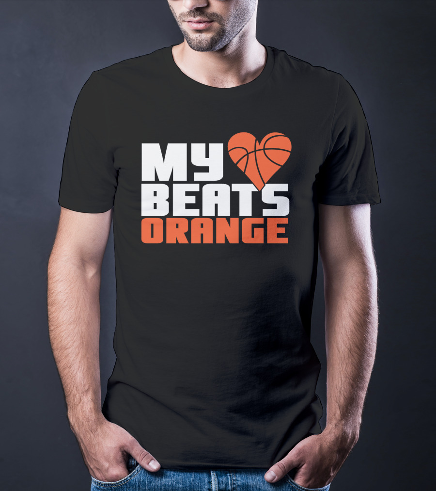 My Heart Beats Orange Basketball T-Shirt