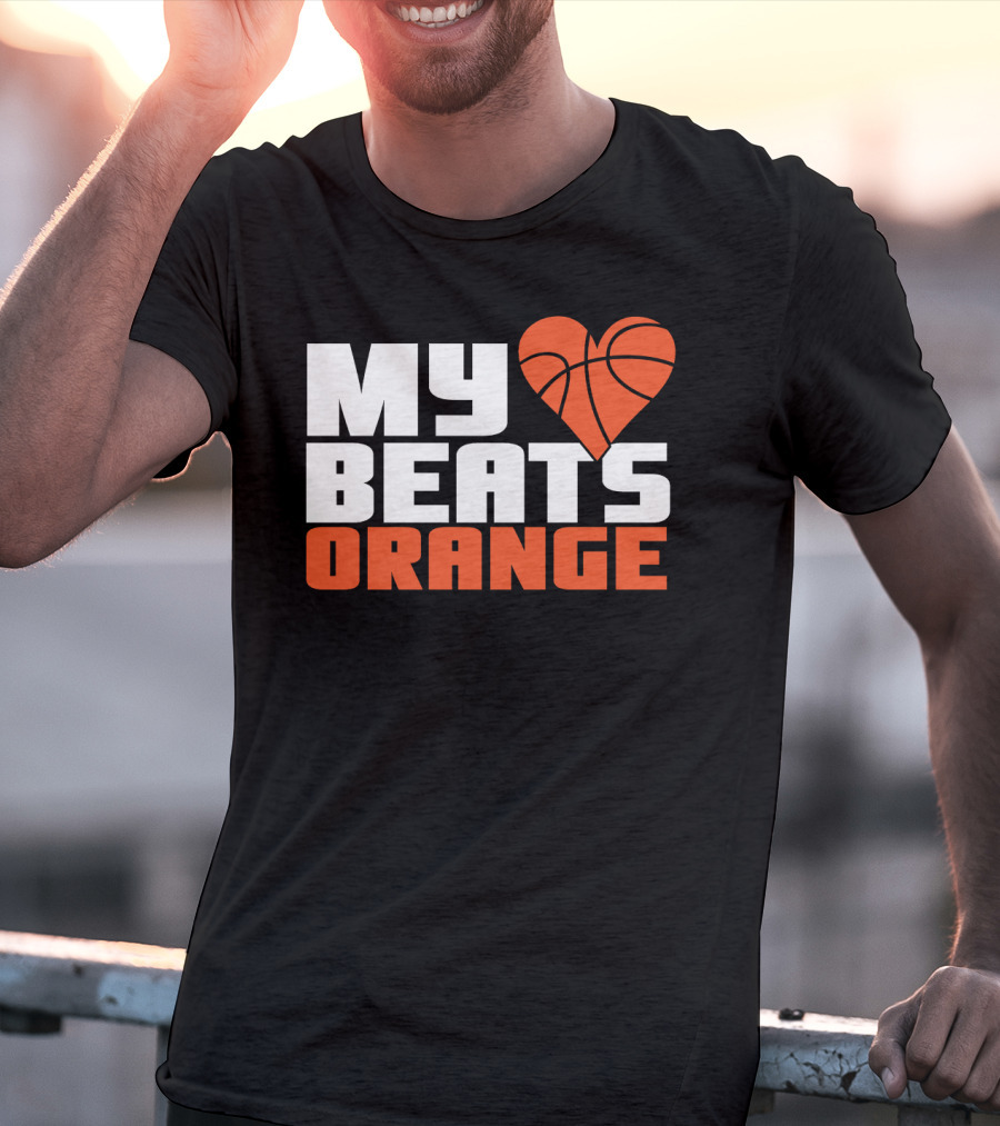 My Heart Beats Orange Basketball T-Shirt
