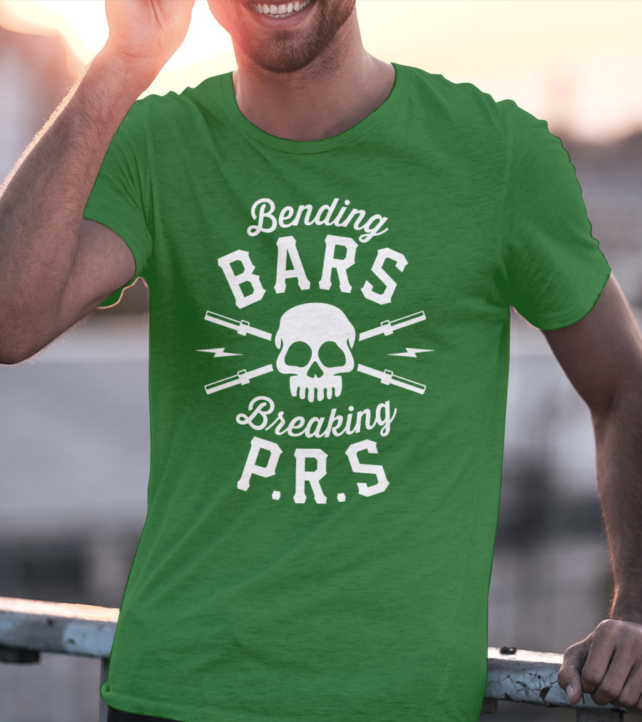 Bending Bars Breaking PRs Skull With Barbells T-Shirt